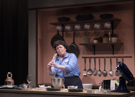 Angela Niederloh as Julia Child in Bon Appetit! Photo by Kate Szrom.