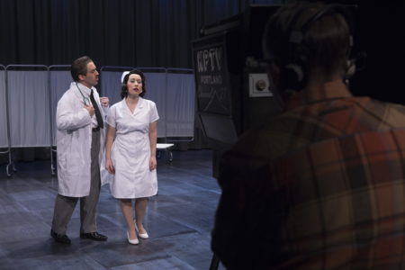 Geoffrey Schellenberg as Doctor Gregg and Emilie Faiella as Lola Markham in Gallantry. Photo by Kate Szrom.